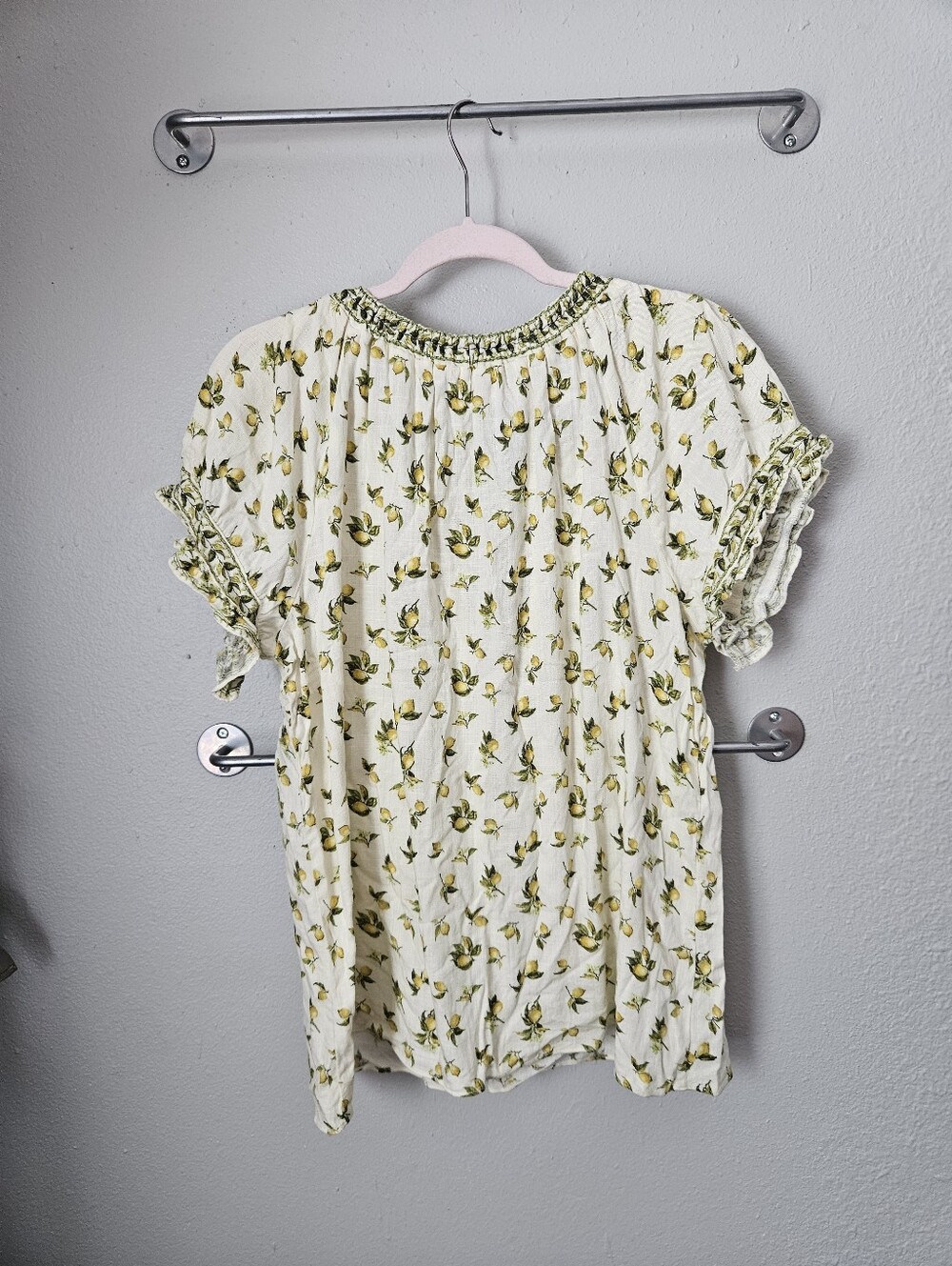 Max Studio Lemon Print Blouse XL Ruffle - Picture 4 of 4